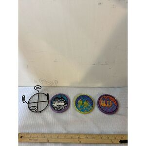 Laurel Burch Cat lady 3 coaster metal holder‎